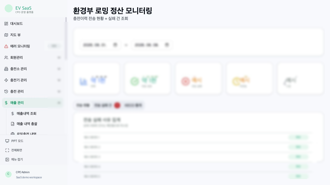 로밍 정산과 매출 흐름 화면